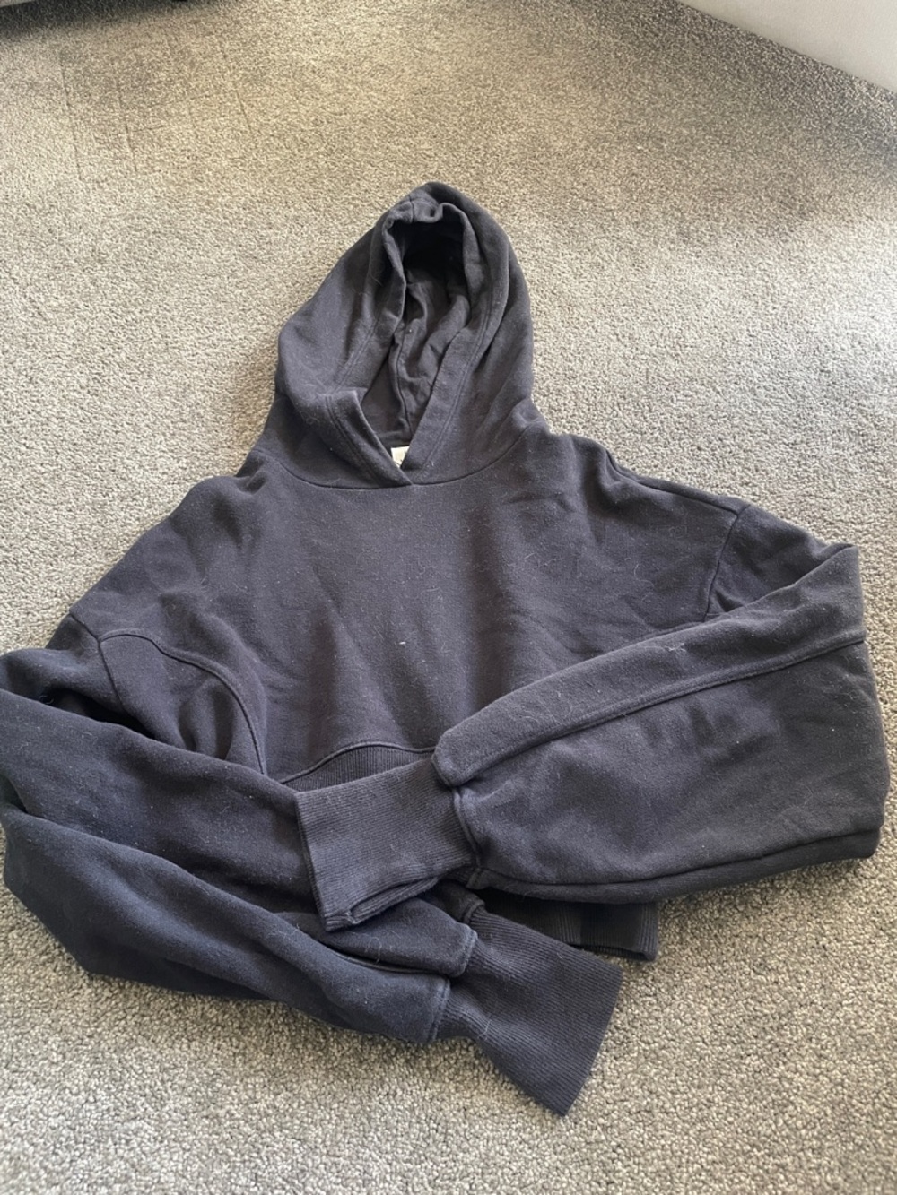 Aerie XS Black Hooded Pullover CROP Sweatshirt